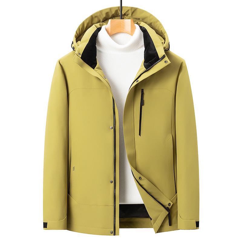 

Men s Trendy Winter Down Jacket with Detachable Hood - Outdoor Cold Protection, 90% White Duck Down XL (140-155 jin) лимонно-жовтий колір
