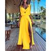 BITCED Women's Fashion Summer Spring Solid Color Print Sleeveless V-Neck Casual Dresses