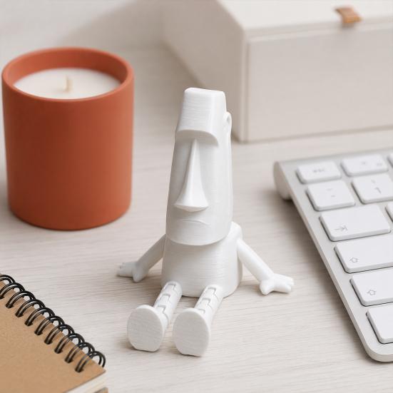 Adorno de Estatua Moai Impreso en 3D con Extremidades Móviles, Figura de Cabeza de la Isla de Pascua para Decoración de Escritorio y Alivio del Estrés, Mini Estatua de Piedra Regalo para el Hogar