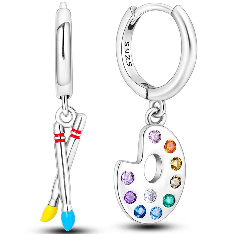 Sales100 % S925 Sterling Silber Sterne Mond Herzförmige Frauen Ohrringe Fit Original Ohrringe Hochzeit Edlen Schmuck Geschenke