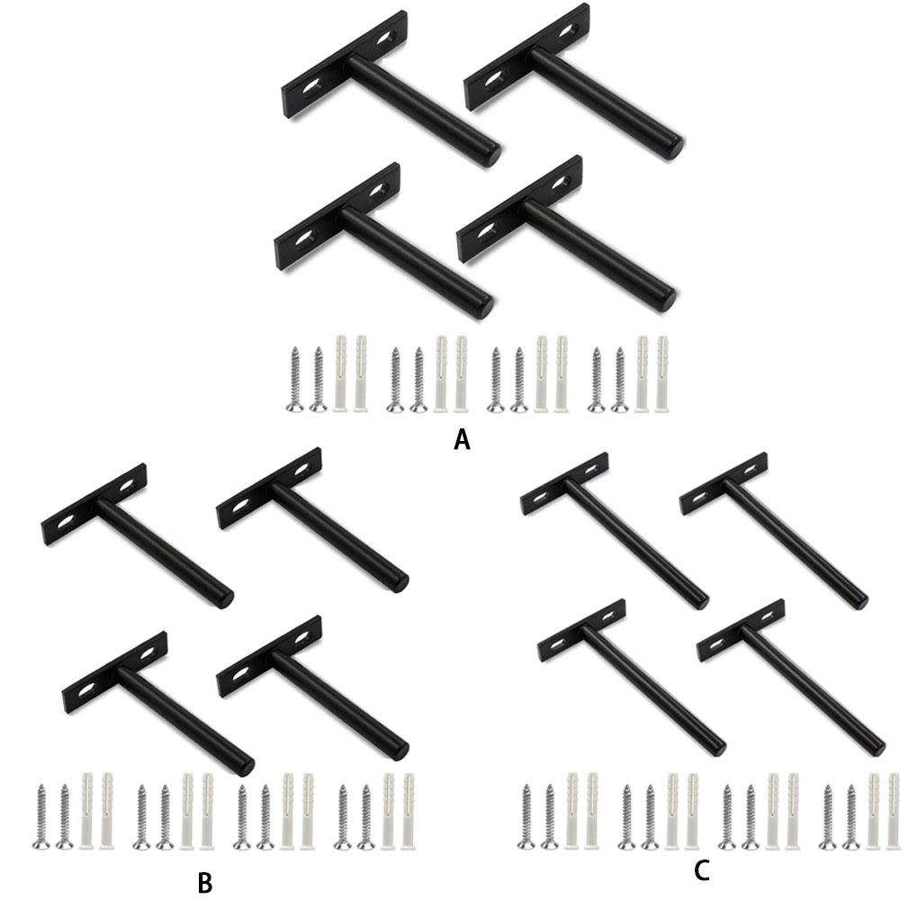 4 Stück Metall Schwarz Matt Robuste Schweberegalhalterungen Für Holzregale Set von 4 Schweberegale