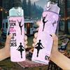 1PC Gymnastics Girl Sport Inspire Quote Art 750ml Color Plastic Sports Water Bottle Leakproof Flip Straw Lid Suitable for Sports Office Home Use