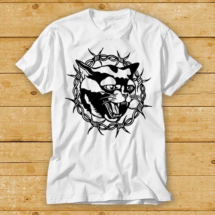 Cat Traditional Tattoo Flash Best Seller T Shirt 1971 S