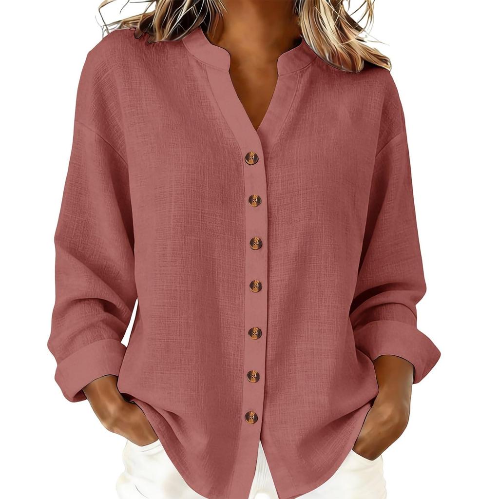 Women's Fashion Casual -Colour Long-Sleeved Button-Front Cardigan Shirt T-Shirt Top