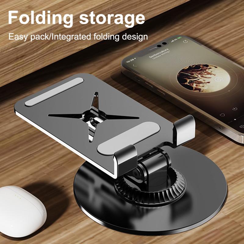 360 Rotation Aluminium Alloy Foldable Desktop Phone Stand Desk Lazy Tablet Holder Support Mount For Iphone Ipad Xiaomi Samsung
