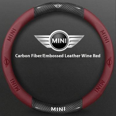For MINI JWC R54 R55 R56 R60 F54 F55 F56 F57 John Cooper S Clubman Countryman Car Carbon Fiber Leather Steering Wheel Cover