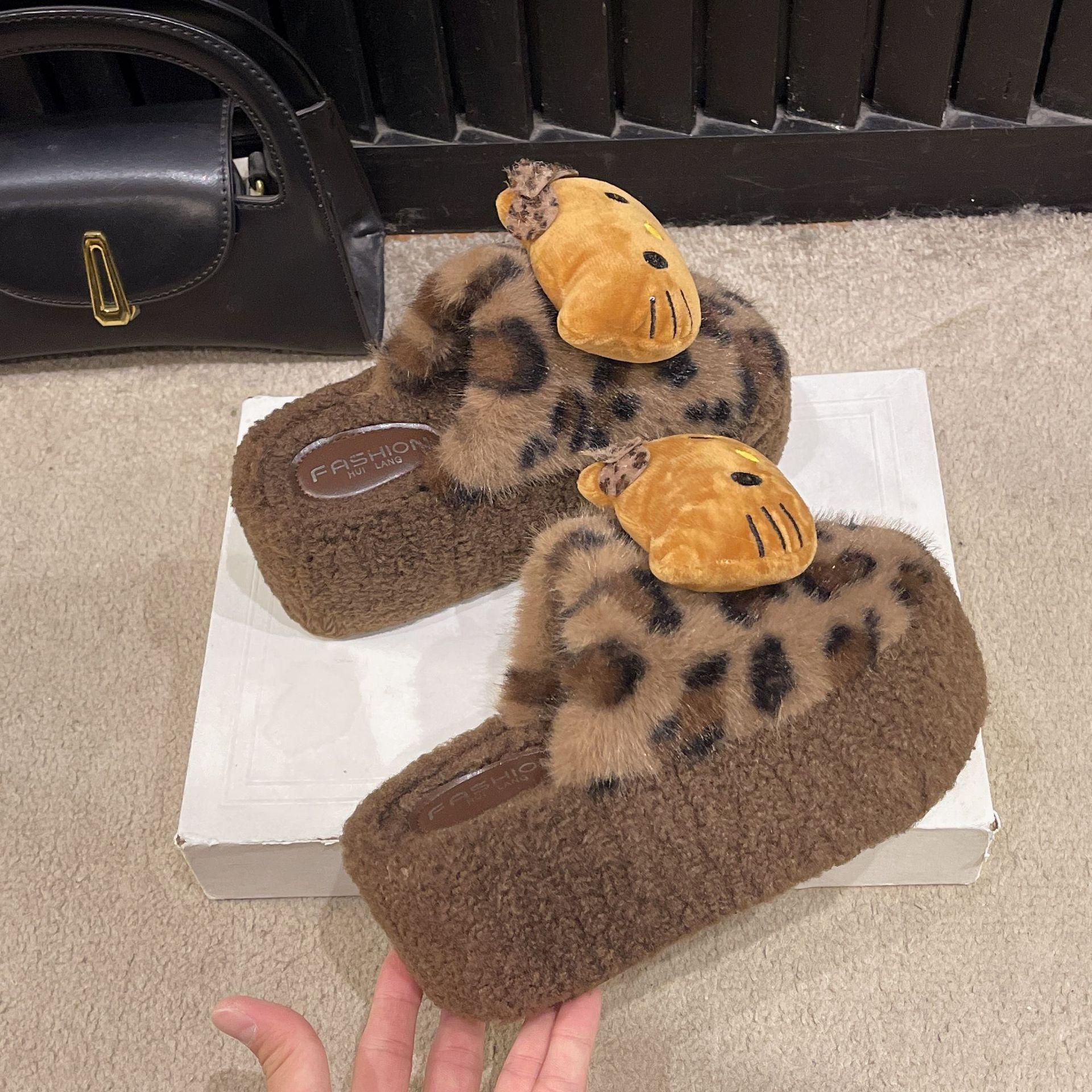 

2025 новые толстоподошвенные на высокой платформе бархатные туфли Boken с большой головой, на одном педале, с маленькой головой, хлопковые тапочки женские 40 коричневый