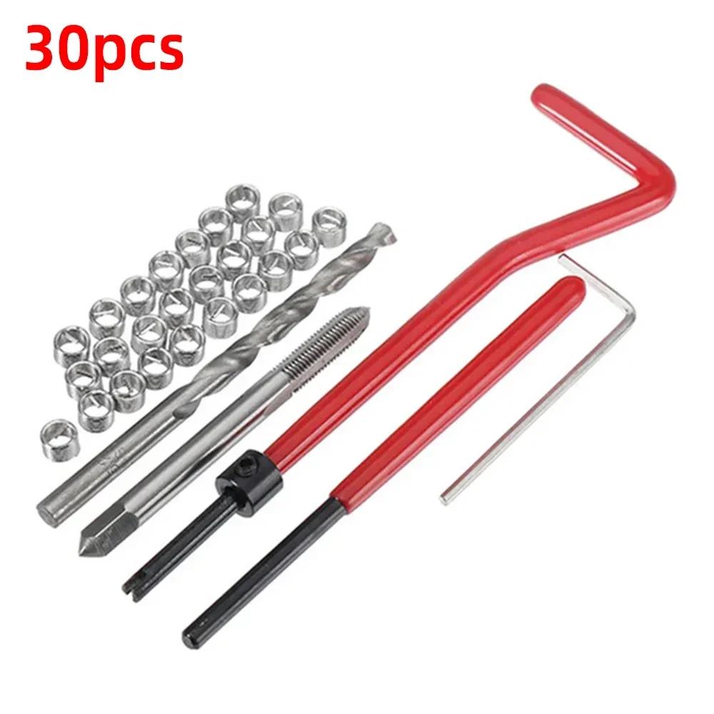30pc Stainless Steel Helical Thread Repair Inserts Kit, M5/M6/M8 Fully Threaded, Tapping Screw Sleeve Set for Repair and Thread