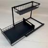 1/2 sztuki dwuwarstwowy stojak do przechowywania pod zlewem kuchennym, wysuwany stojak do wykańczania szafki, metalowa szuflada