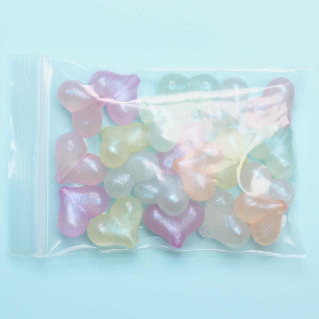 Hanmade DIY Vertical Hole Heart Beads for Jewelry Making Necklace Horizontal Hole Bowknot Beads 20Pcs Pendant Accessories Fluorescent Color Fashion