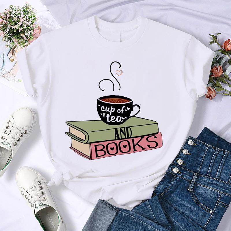 

Women 90S Book Lovely Trend New T Shirt Female Tee Fashion Cartoon Short Sleeve T-Shirt Graphic Top Print Ladies Clothing XL білий