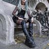 Botas de Otoño e Invierno para Mujer con Suela Gruesa de 9,5 cm y Tacones Inclinados Botas por Encima de la Rodilla Botas Oscuras y Elegantes Talla Grande 35-43