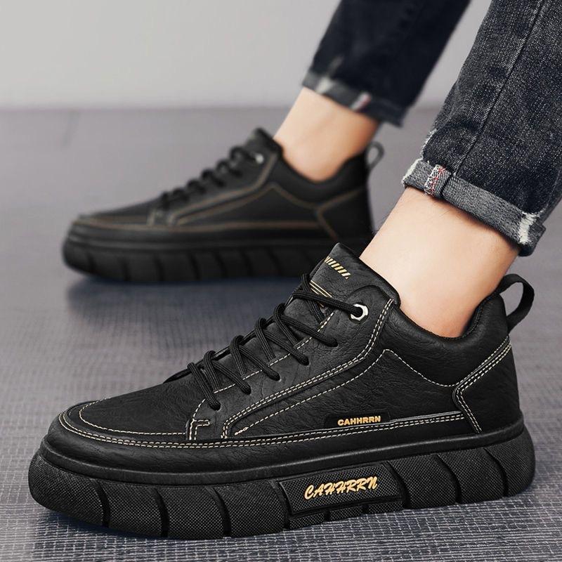 Men'S Shoes Autumn Waterproof And Non-Slip Chef Shoes Work Labor Insurance Shoes Board Shoes Men'S Sports And Leisure Black Leather Shoes