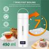 AEE4-Travel Electric Kettle Portable Small Mini Tea Coffee Kettle Water Heater White Stainless Steel With LCD US Plug