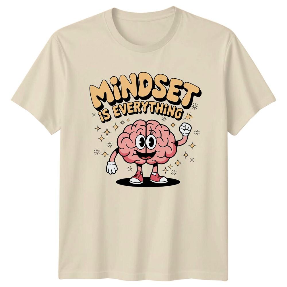 Mindset Is Everything TShirt Retro Cartoon Brain Graphic Tee