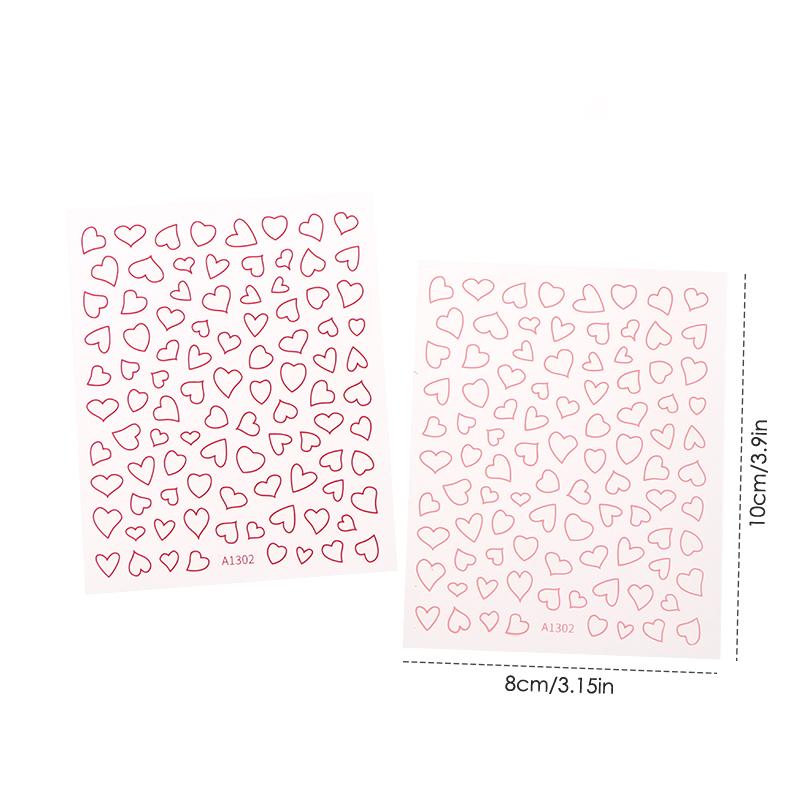 Hollow Heart Sticker For Nail Gold Pink Love For Women Slider Nail Art Decoration Holographic Manicure Accessory