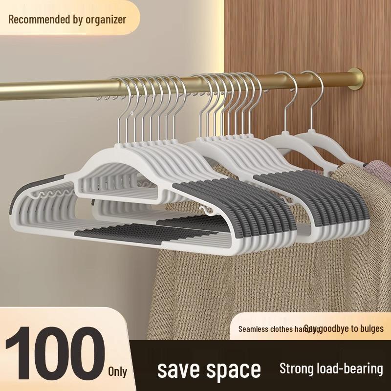 Non-slip Adult Clothes Hangers: No Trace, Thickened, Anti-Shoulder Bump, Dual-Use for Dry/Wet.