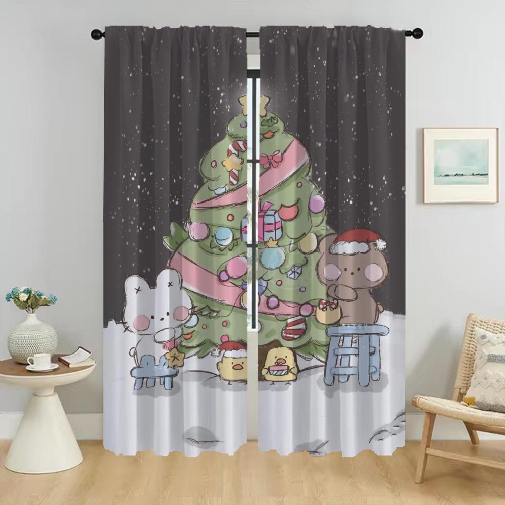 

Рождественские кухонные шторы для камеры, противомоскитные шторы, 2 шт., украшение на Хэллоуин, тюль для спальни, занавеска W50xH70cmx2pcs-CL