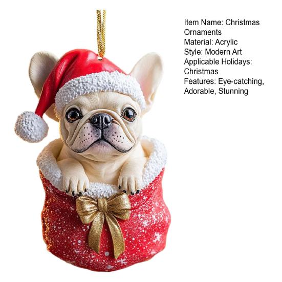 Vánoční ozdoby 3D buldok/želva vánoční stromek závěsné dekorace pro zimní sváteční párty domácí dekorace