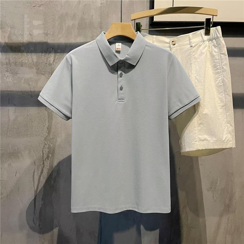 Men's Polo Shirt Summer New Short Sleeve Solid Color Turn-down Collar Casual Slim Fit Tops