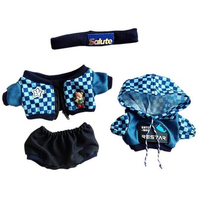 Niannyyhouse 10cm~15cm 20cm 40cm Plush Doll Clothes Headband Hoodie Coat Pants Cotton Doll Dress-Up Accessories (Blue 10cm~15cm)