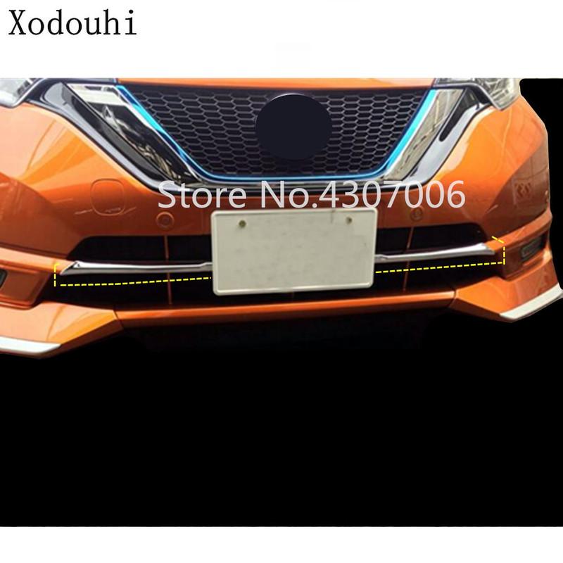 Car Cover ABS Chrome Bumper Engine Head Trim Front Grid Grill Grille Frame Edge 2PCs For Nissan NOTE 2017 2018