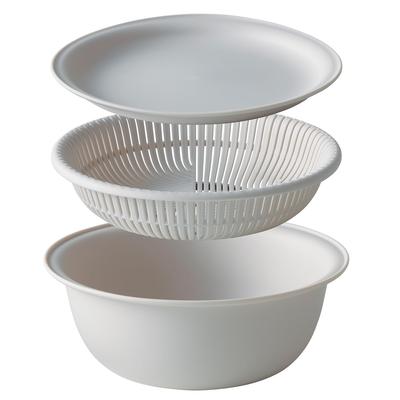 Marna 18cm Colander Bowl Set with Bowl Marna Basics 3-Piece (Microwave/Heat-Resistant/Stackable) Tray, Colander, Set, Heat-Resistant Bowl,
