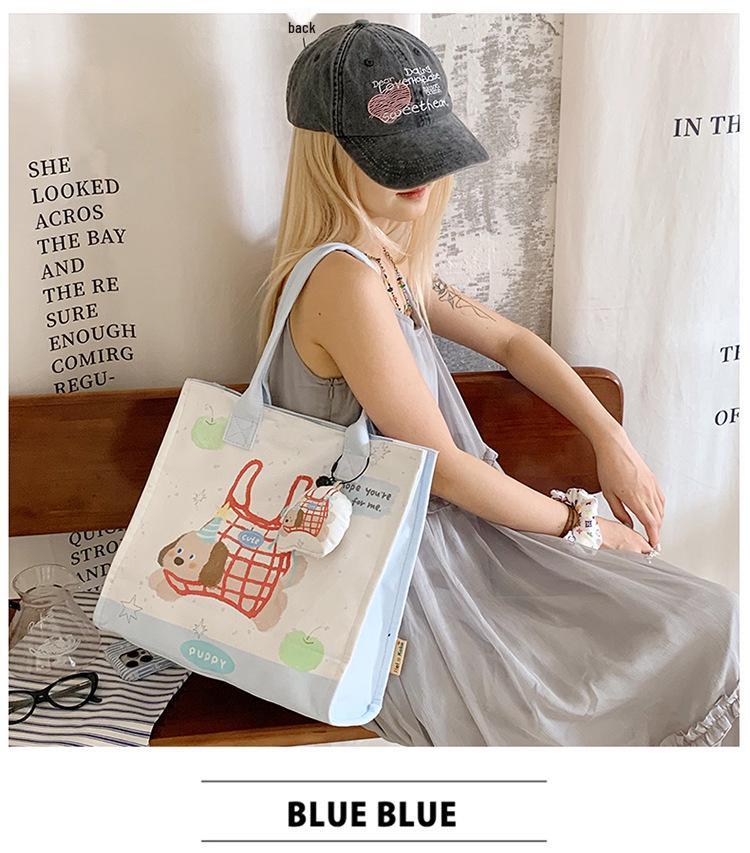 Large Capacity Japanese Korean Style Cute Graffiti Canvas Crossbody Bag for Students