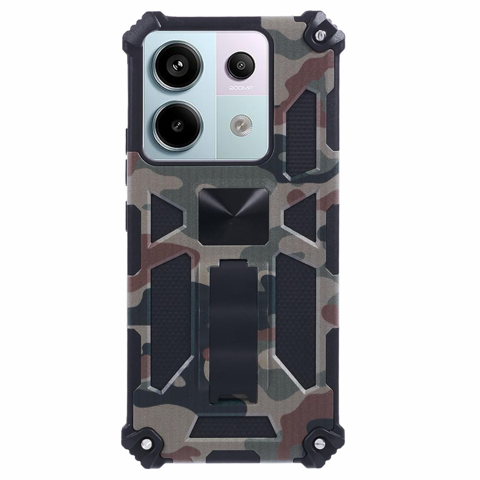 

For Xiaomi Redmi Note 13 Pro 5G/Poco X6 5G Case Camouflage PC+TPU Phone Cover with Kickstand Army Green