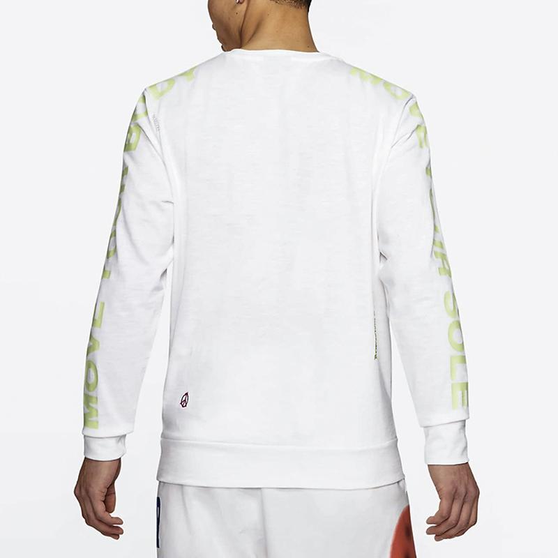 Nike Sport Casual Printed Letter Graphic Crew Neck Sweatshirt Men Tops White DA0630-100