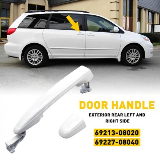 For 04-10 Toyota Sienna Natural Rear Outside Door Handle W/O Keyhole White