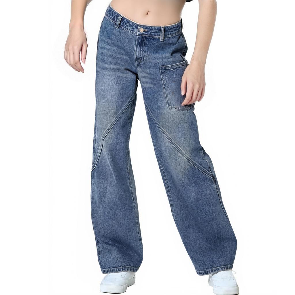 Women's High Waist Washed Women's Jeans Fashionable Versatile Straight Leg Pants