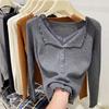 2026 Korean Sweet Lace Trim Cardigan Sweater Women's Soft Knit Jackets V-Neck Sweater Autumn Loose Winter Ruffle Edge Elegant Ladies Warm Coats