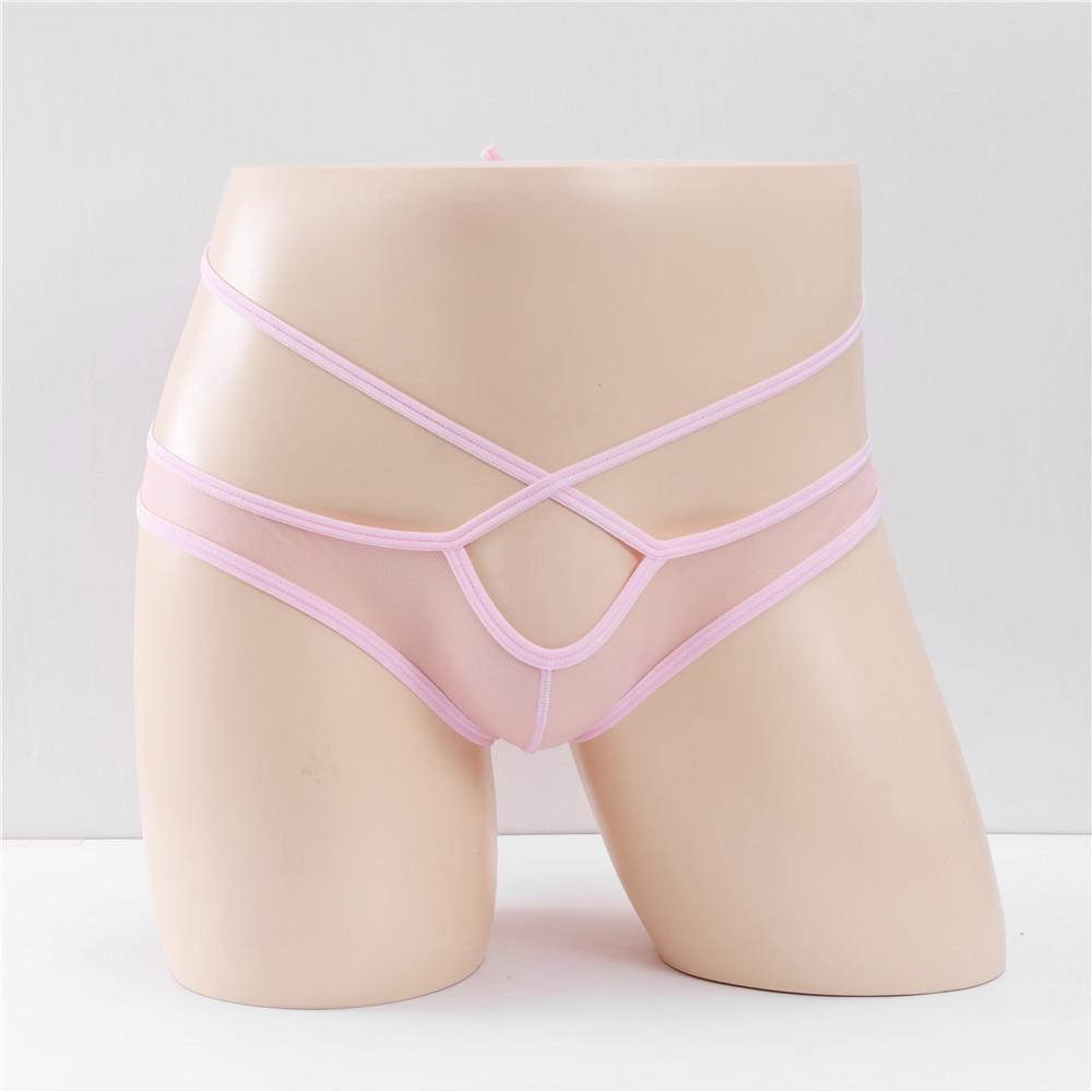 Men Hole In Front Thongs Lingerie Men'S Bulge Enhancing Thong G-String Underwear Pouch Mesh See Through Underwear Hollow Panties