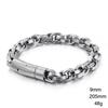 Hip Hop Punk No Fade Vintage Dark Stainless Steel Retro Link Chain Cuff Bracelets Men's Wrist Jewelry