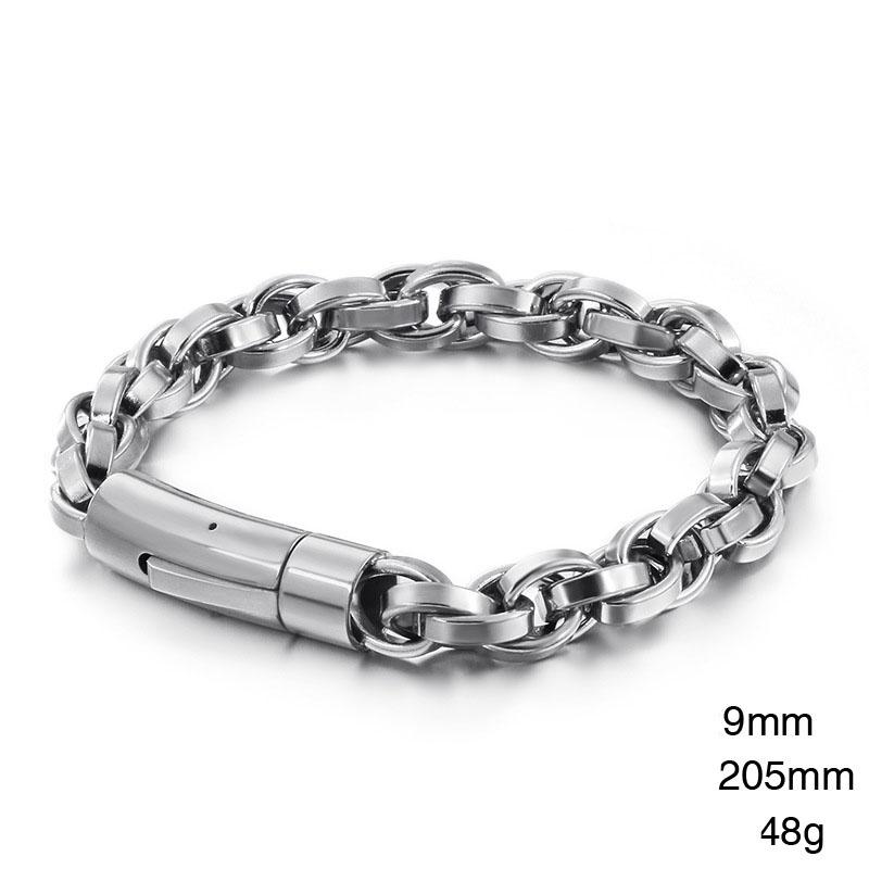 Hip Hop Punk No Fade Vintage Dark Stainless Steel Retro Link Chain Cuff Bracelets Men's Wrist Jewelry