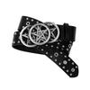 4.5cm Width Rivet Punk Rock Pu Leather Belt Man Woman Hip Hop Vintage Black Red Leather Waist Belt Y2k