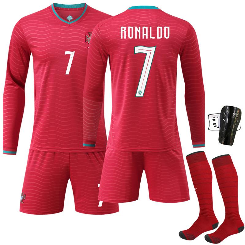 Ronaldo No. 7 Portugal Home Long-Sleeve Soccer Jersey, 2026 World Cup Fall/Winter Edition, Fan Match Jersey Set