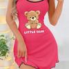 Women Suspender Skirt Ladies Short Skirt Comfortable Pajamas Leisure Homewear Sexy Outside Letters Bear Printed One-Piece-Dress