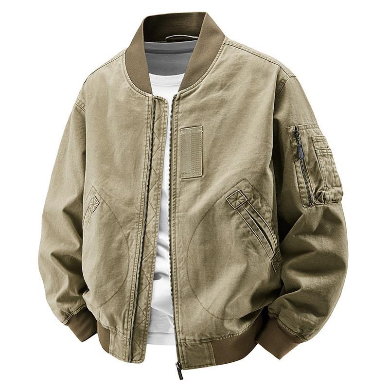 Mens Washed Workwear Jacket 2026 Casual Baseball Collar Lightweight Outerwear Outdoor Leisure