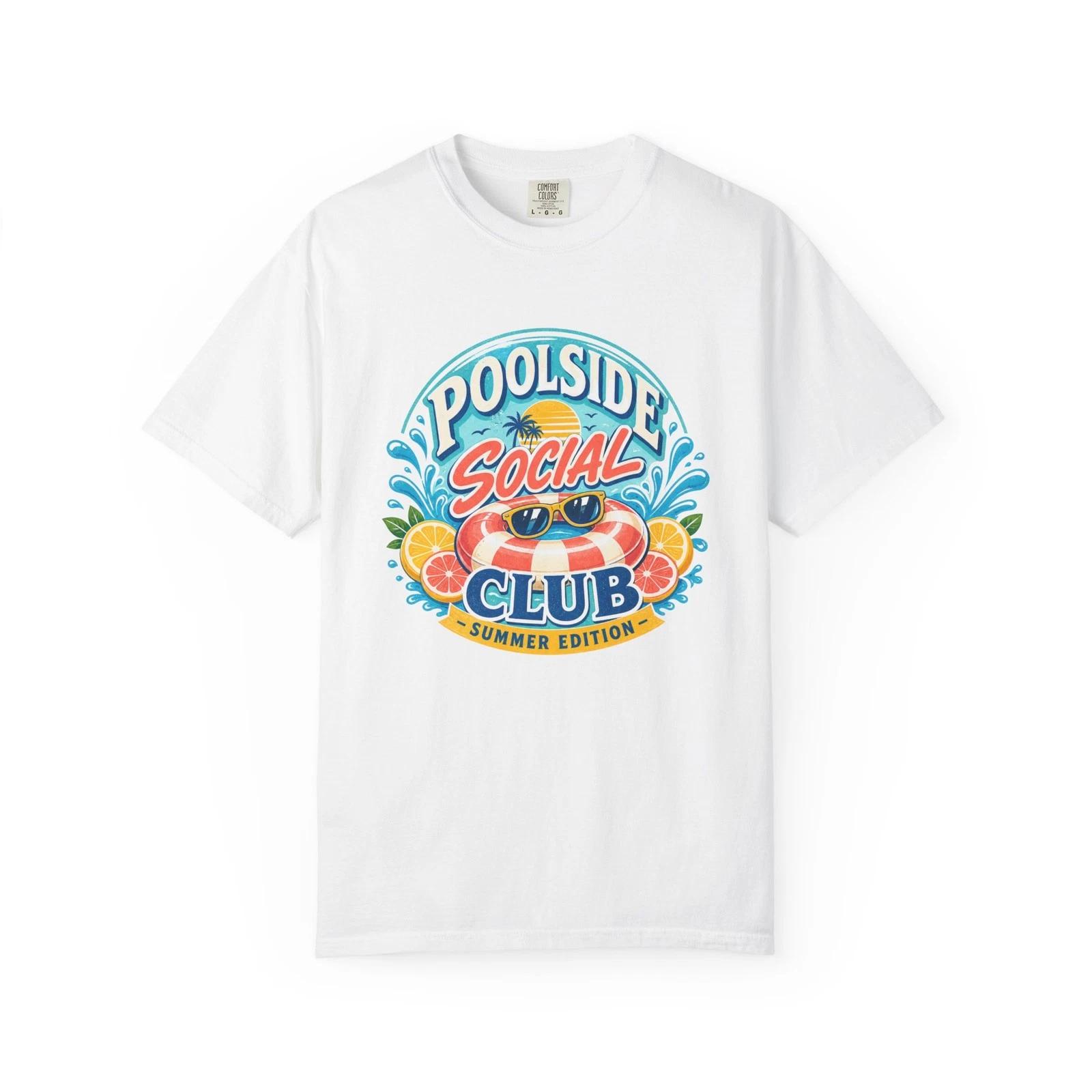 Poolside Social Club T-T-Shirt Summer Pool Graphic Tee S