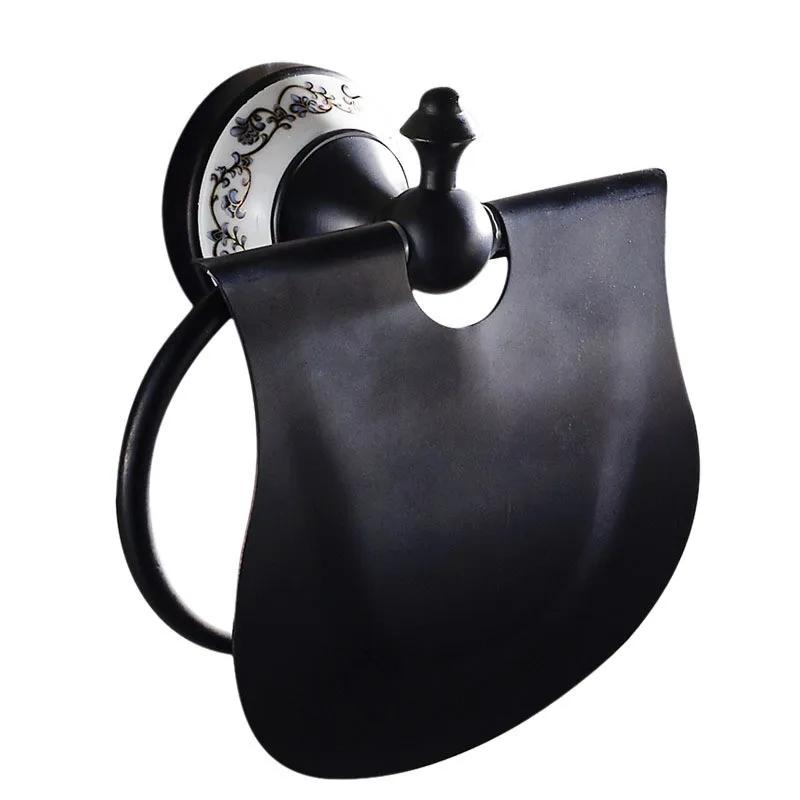 Black poceilain decoration finish copper Brass Bathroom accessories Bath Hardware Set Towel Rack Towel Bar Paper Holder