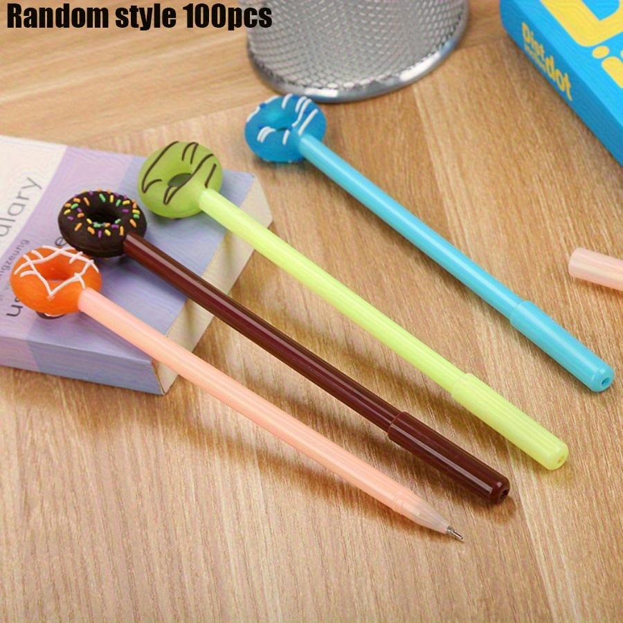 

Back to school season 100pcs Random style 0.5mm Cartoon donut shape Black neutral pen, Cute dessert design water-based pen exam prize gift, Journal Random style 100pcs