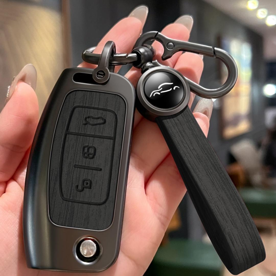 

Металлический складной чехол для ключа автомобиля Shell Fob с полным покрытием для Ford Focus 2 Falcon Escape Galaxy Kuga B-Max C-Max Ecosport Fiesta Ford 3 Buttons чёрный