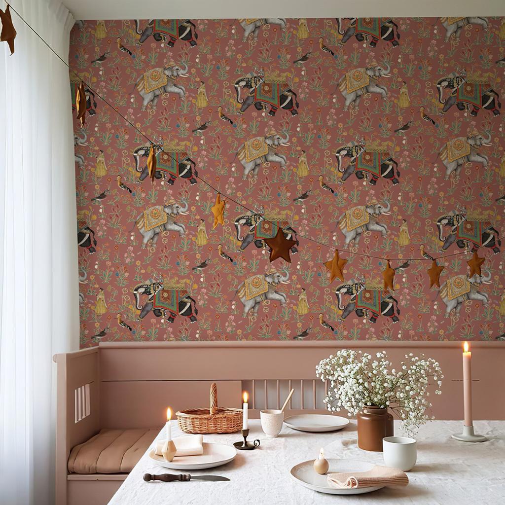 Vintage Peel And Stick Elephant Wallpaper Chic Red Waterproof Home Decor Retro Self adhesive Furniture Vinyl Cabinet Stickers