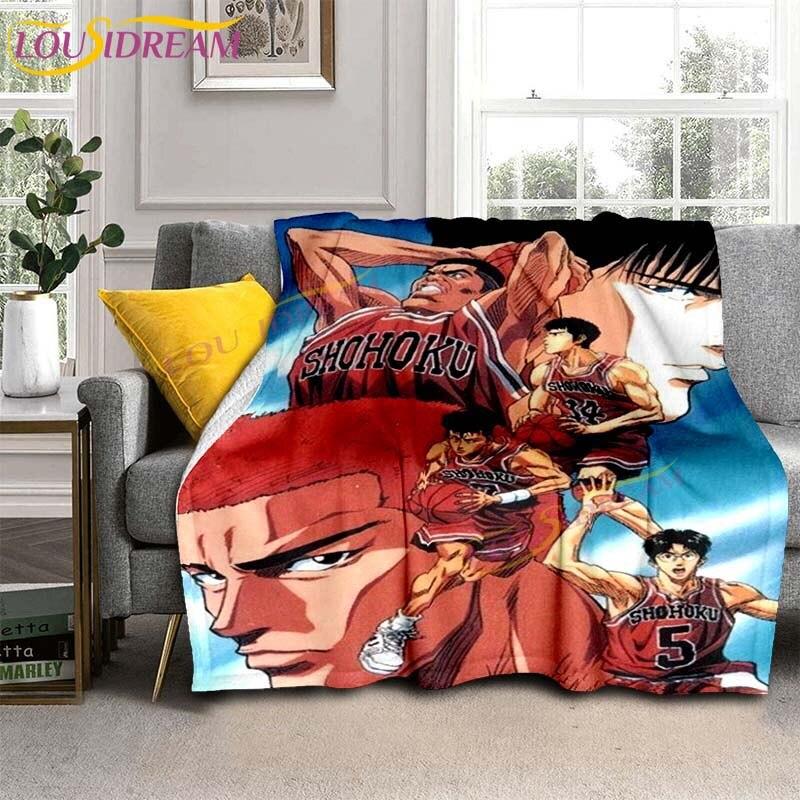 SLAM DUNK Blankets Slam Dunk Sakuraqi Flannel Blankets 3D Cartoon Throw Blankets for Bedroom Sofa Travel Camping Warm Blankets
