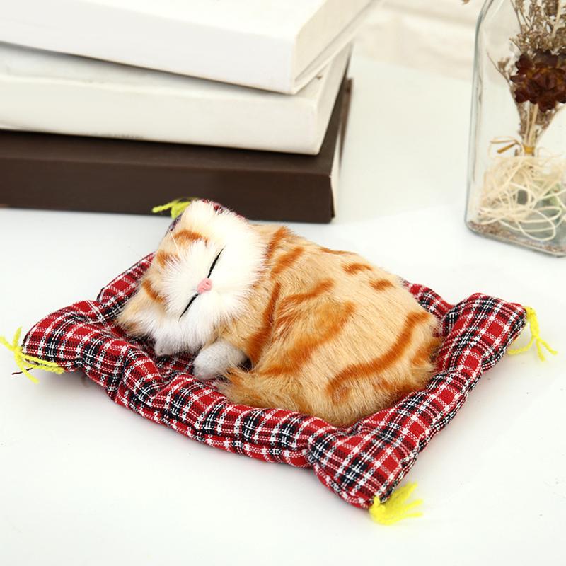 New Simulation Sleeping Cat Stuffed Animals Display Mold Portable Fake Cat Kittens Doll Ornaments Decoration Kids Gift
