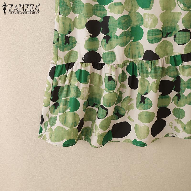 ZANZEA Women Casual Round Neck Summer Sleeveless Print Dress