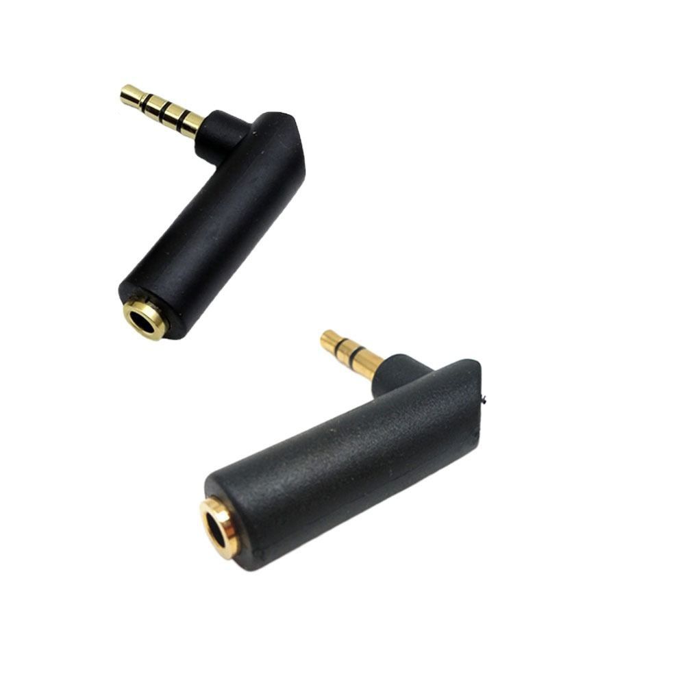 Male To Female Audio Stereo Plug 3.5mm 3/4Pole Headphone Adapter Right Angle Adapter