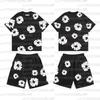 Venta Caliente de Verano Moda Europea y Americana Hip Hop Estampado Conjunto de Manga Corta High Street Holgado Ropa Deportiva